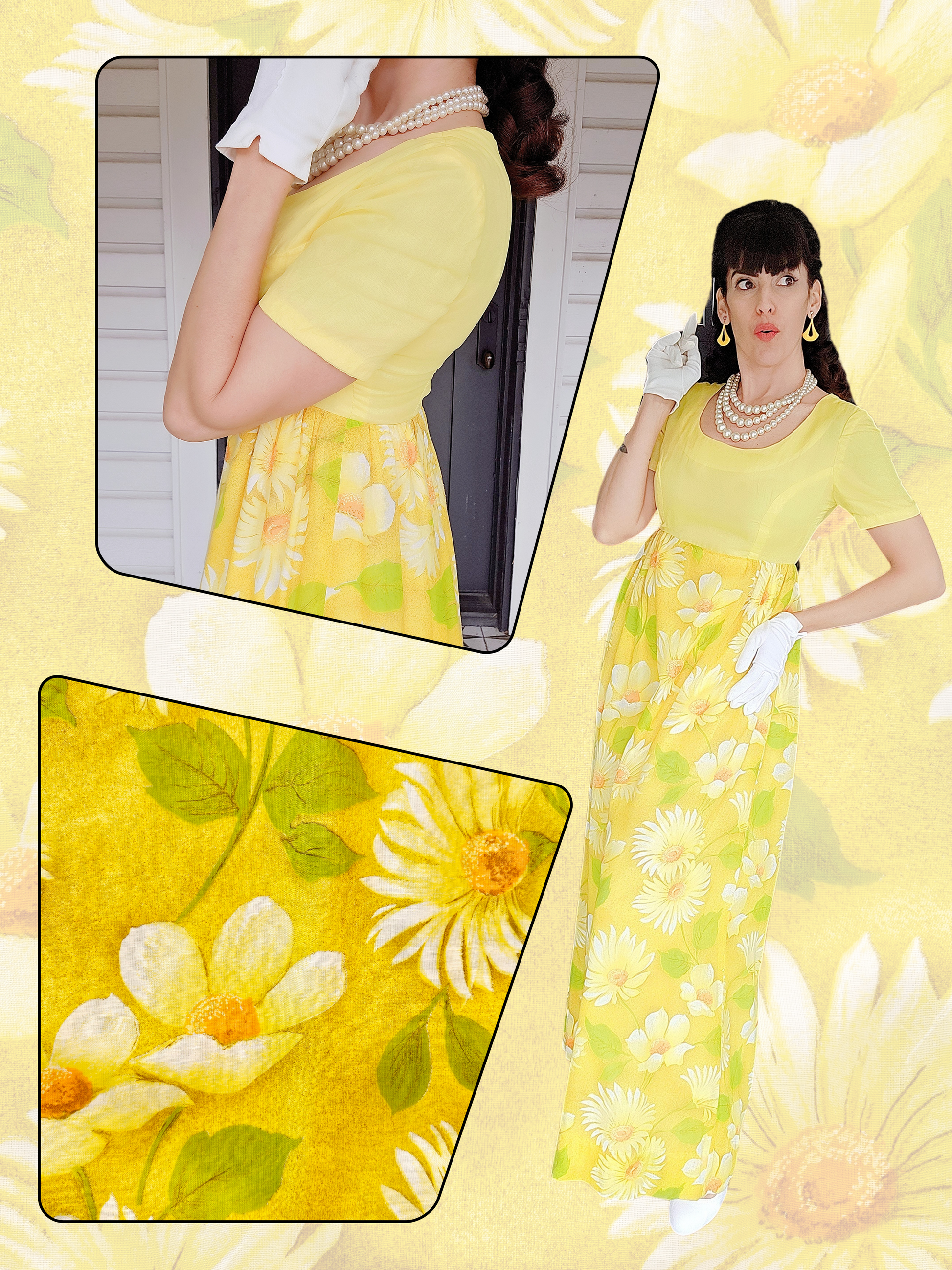 STYLE 1050 - Vintage 1960's-1970's Flower Power Maxi Dress Von Mode Vintage STYLE 1050 - Vintage 1960's-1970's Flower Power Maxi Dress Von Mode Vintage