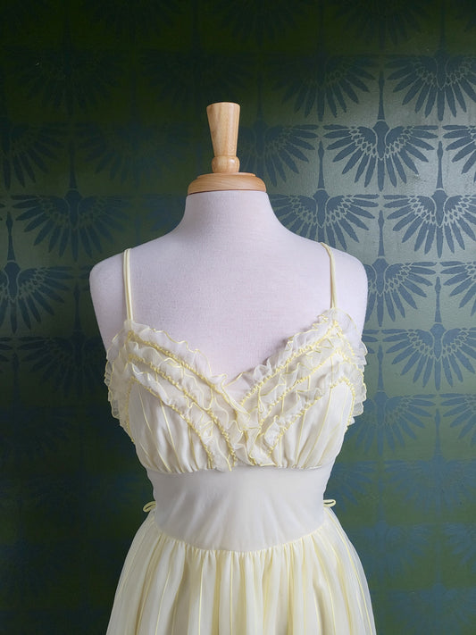 SOLD - Vintage 1950's-1960's Temps Lemon Yellow Chiffon Negligee