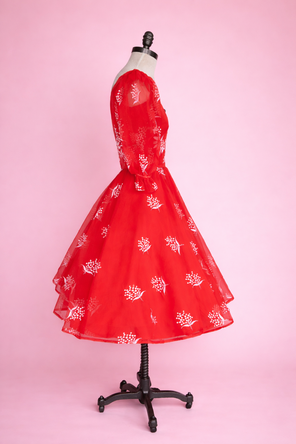 Vintage 1960s Red and White Floral Dress