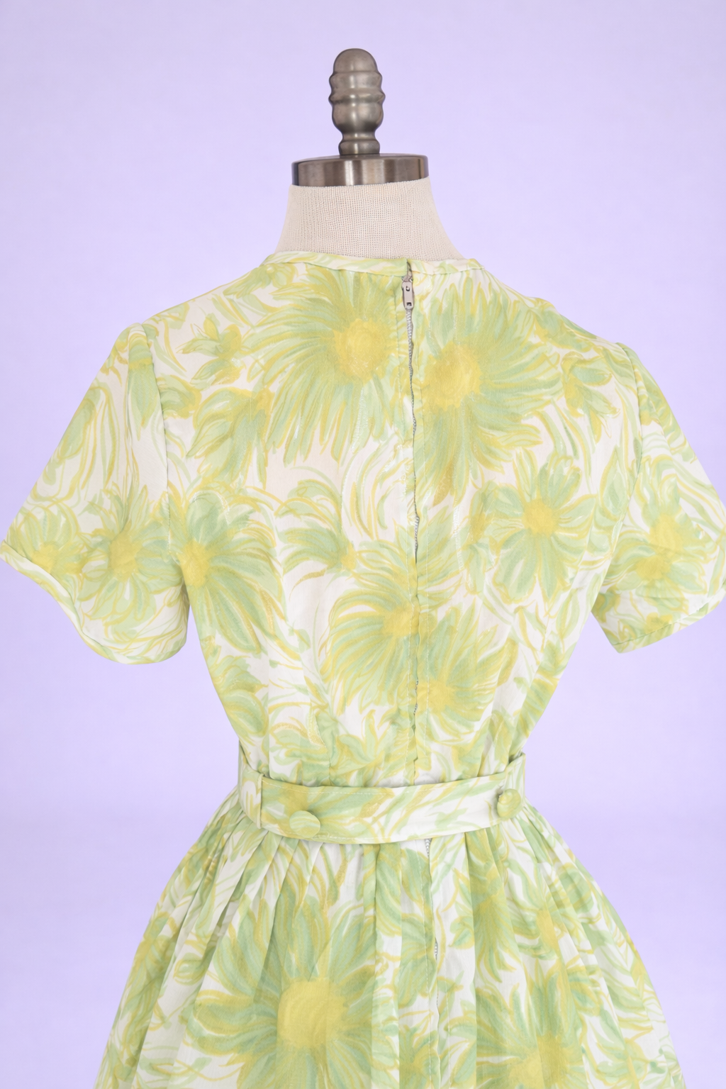 Vintage 1950s Lime Green Daffodil Dress