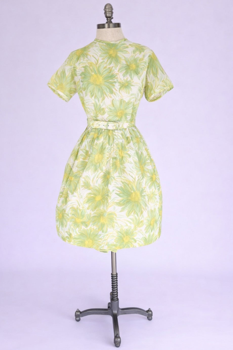 Vintage 1950s Lime Green Daffodil Dress