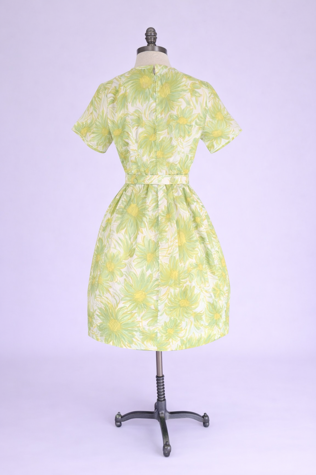 Vintage 1950s Lime Green Daffodil Dress