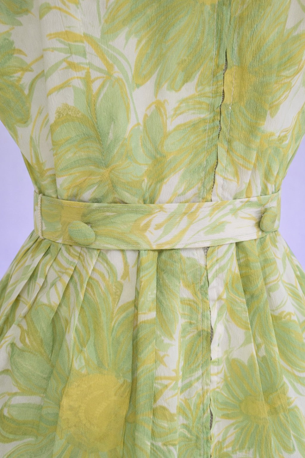 Vintage 1950s Lime Green Daffodil Dress