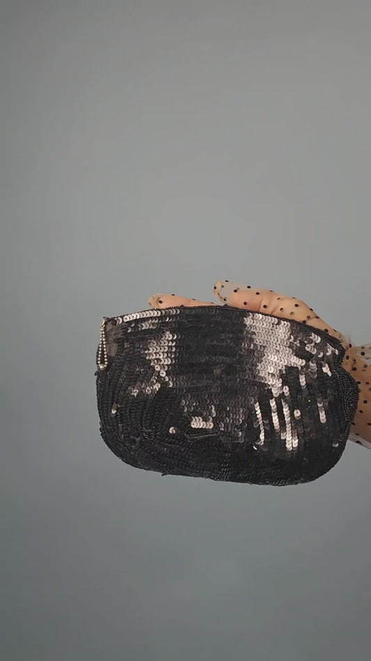 Vintage 1940s Black Sequin Clutch