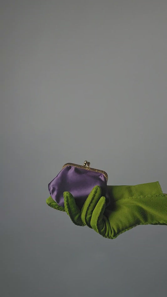 Vintage 1950s Violet Satin Coin Purse