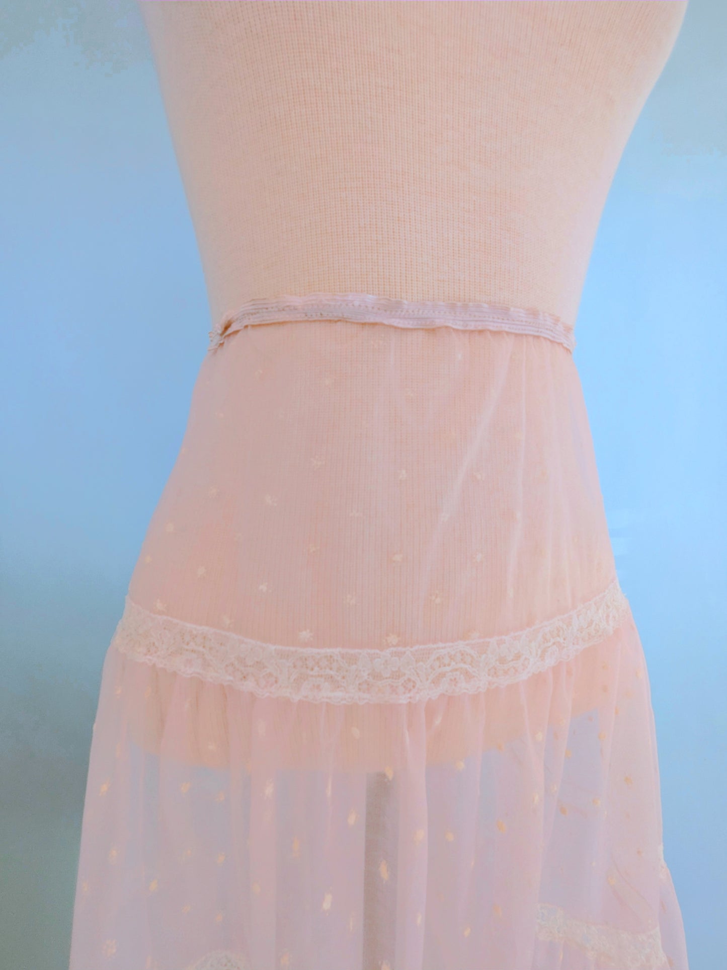 Vintage 1950s Velma Printed Swiss Dot Pink Crinoline