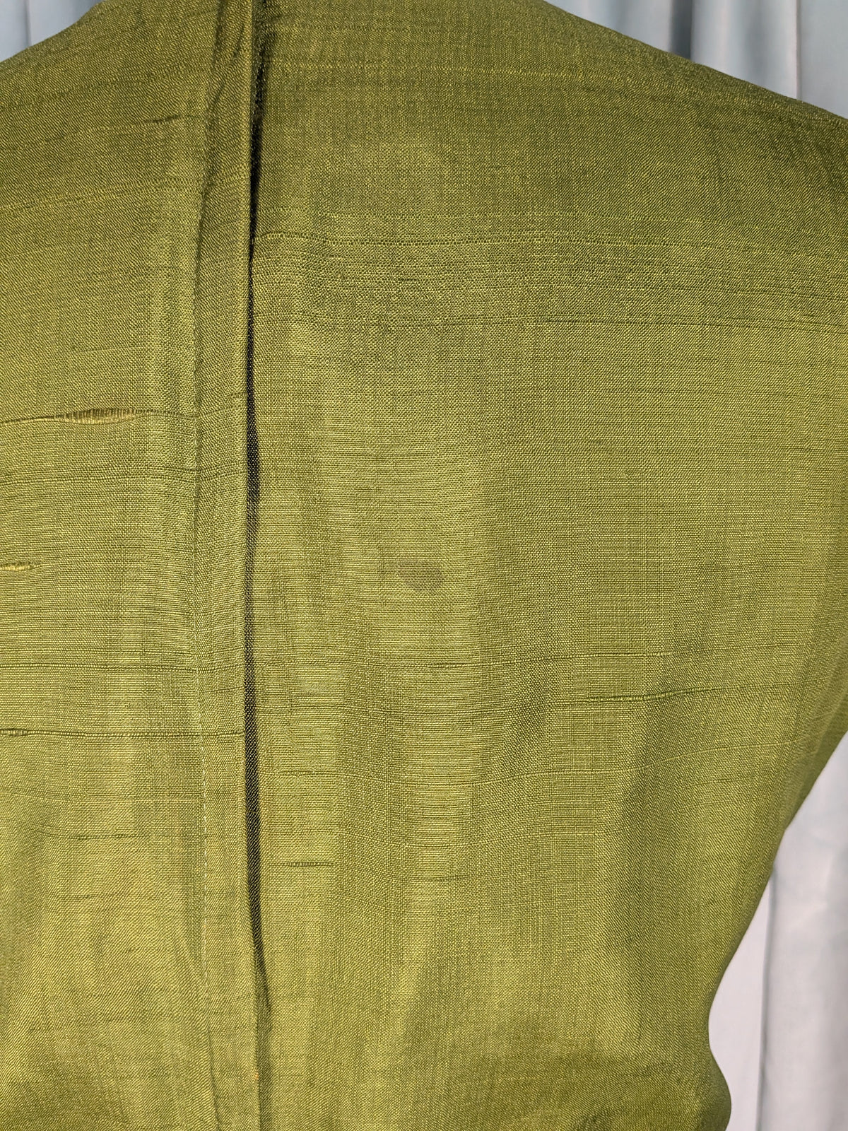 Vintage Mid-Century Olive Green Silk Shift Dress