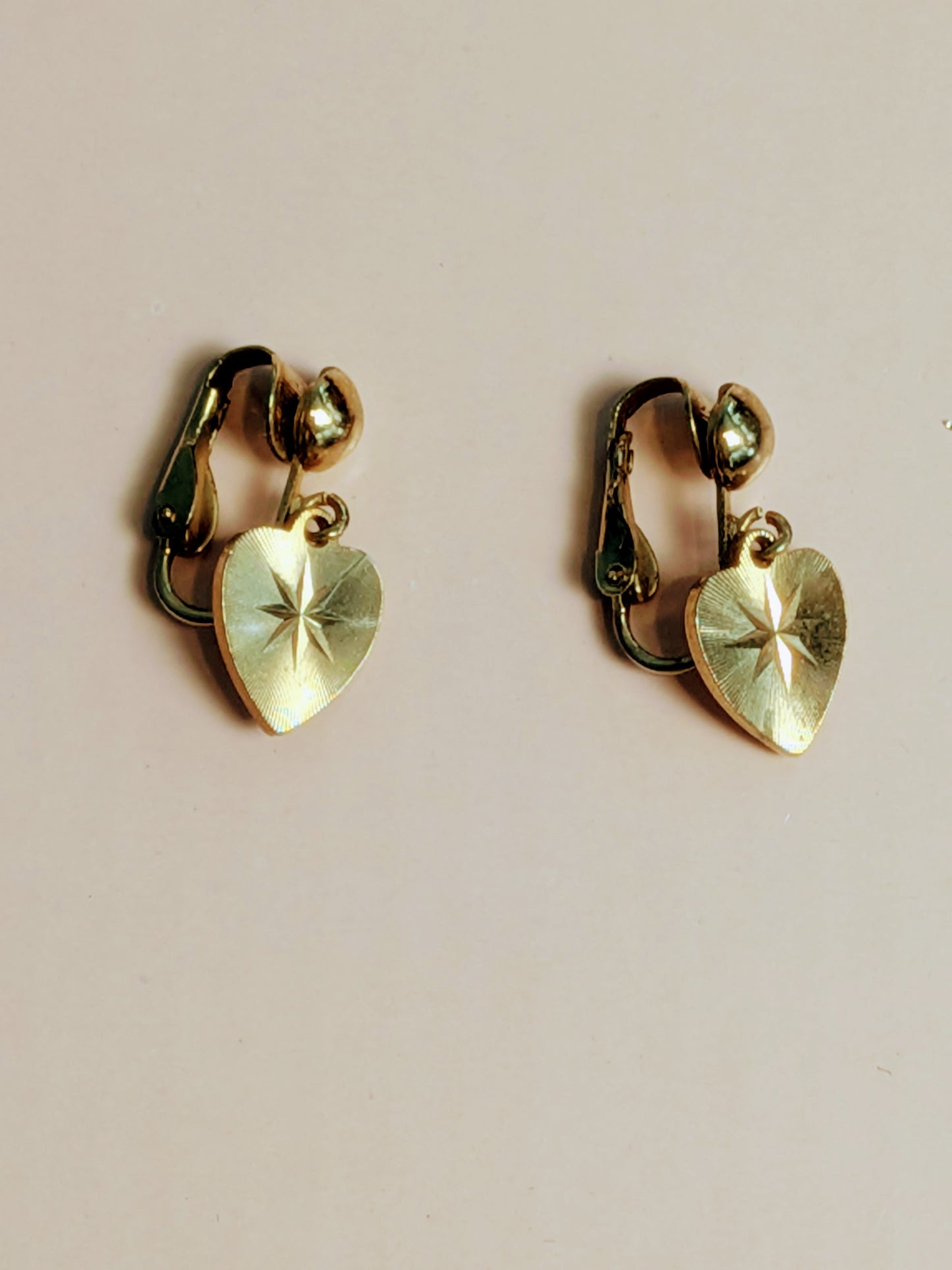 Vintage Mid-Century Golden Heart Starburst Earrings