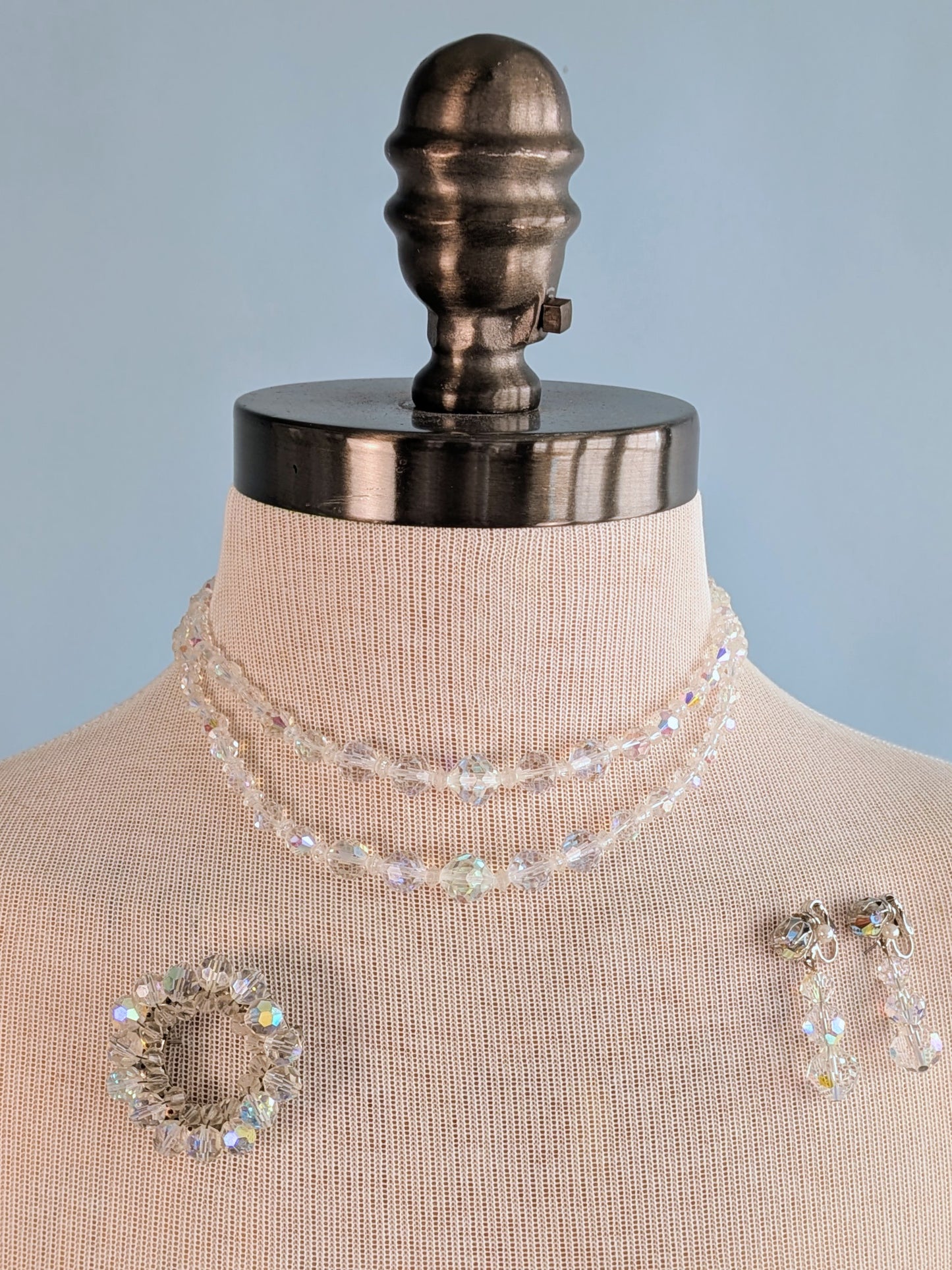 Vintage 1950's Aurora Crystal Jewelry Set