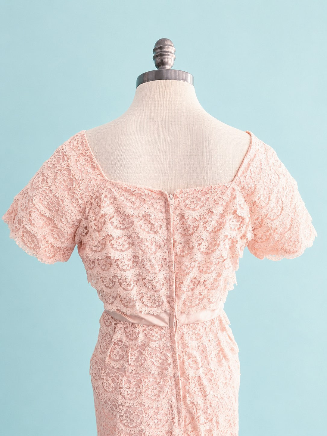 Vintage Mid-Century Pink Lace Pencil Dress