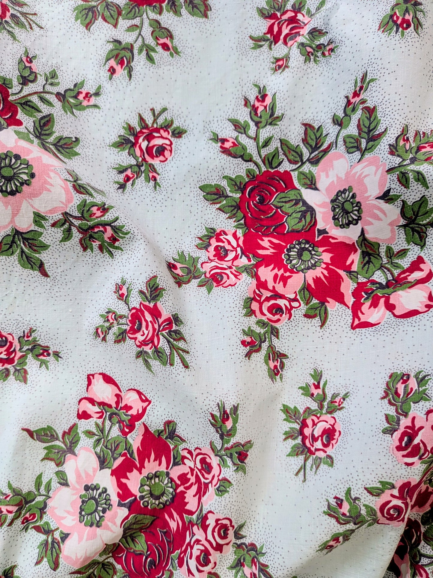 Vintage Mid-Century Blue Large Floral Apron
