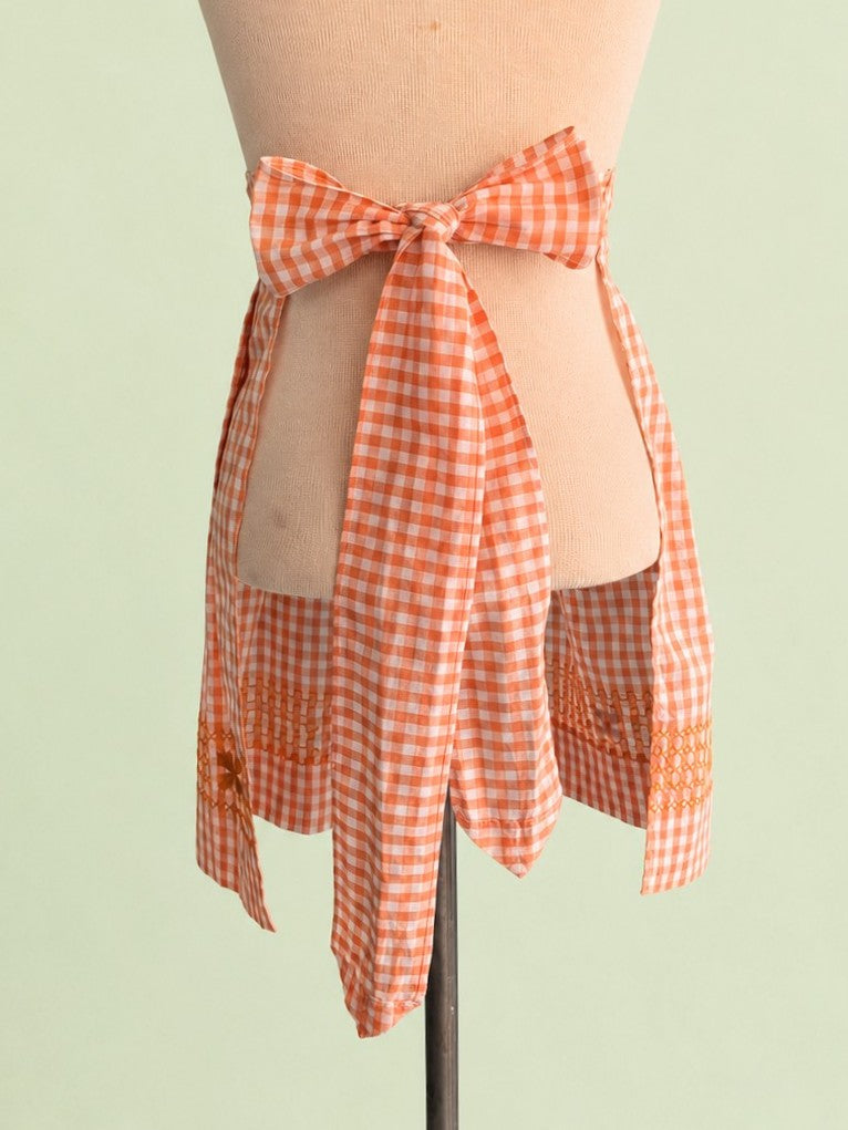 Vintage Mid-Century Orange Gingham Apron