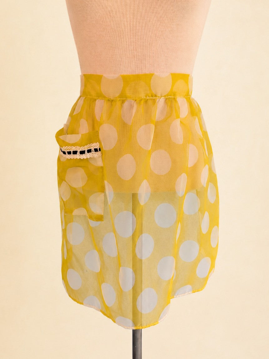 Vintage Mid-Century Yellow Polka Dot Apron