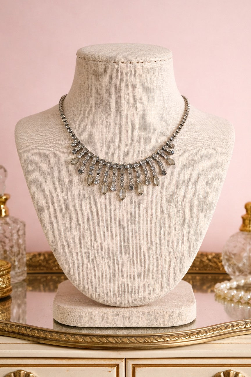 Vintage 1950s Cascade Rhinestone Necklace