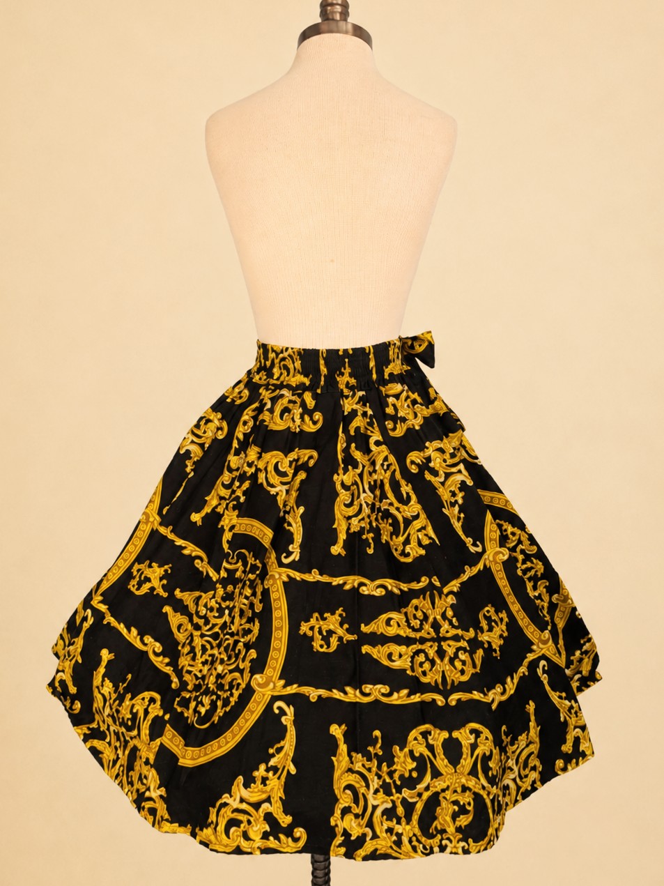 Black and Gold Baroque Print Skirt