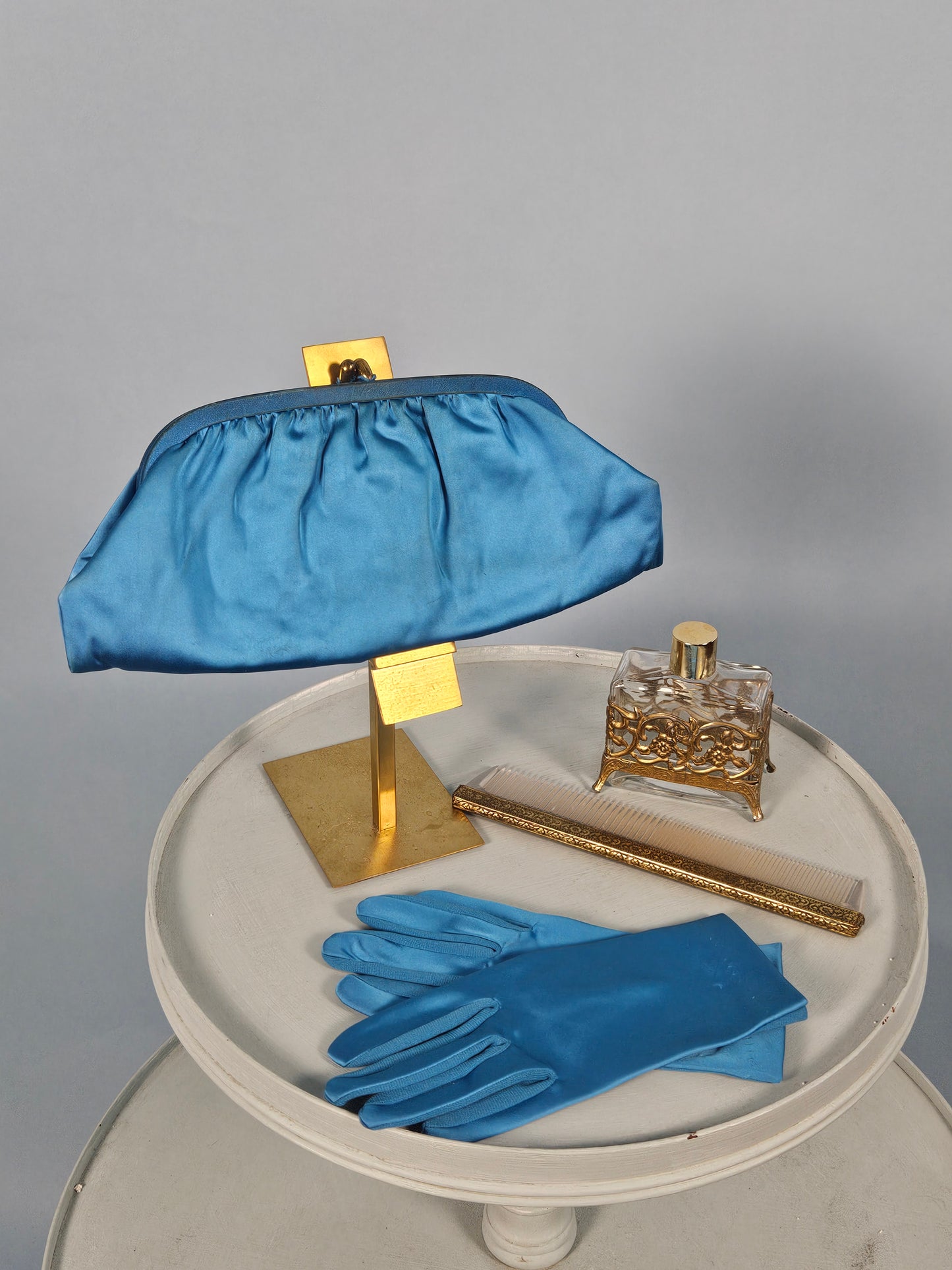 Vintage 1950s-1960s Turquoise Clutch & Gloves Set