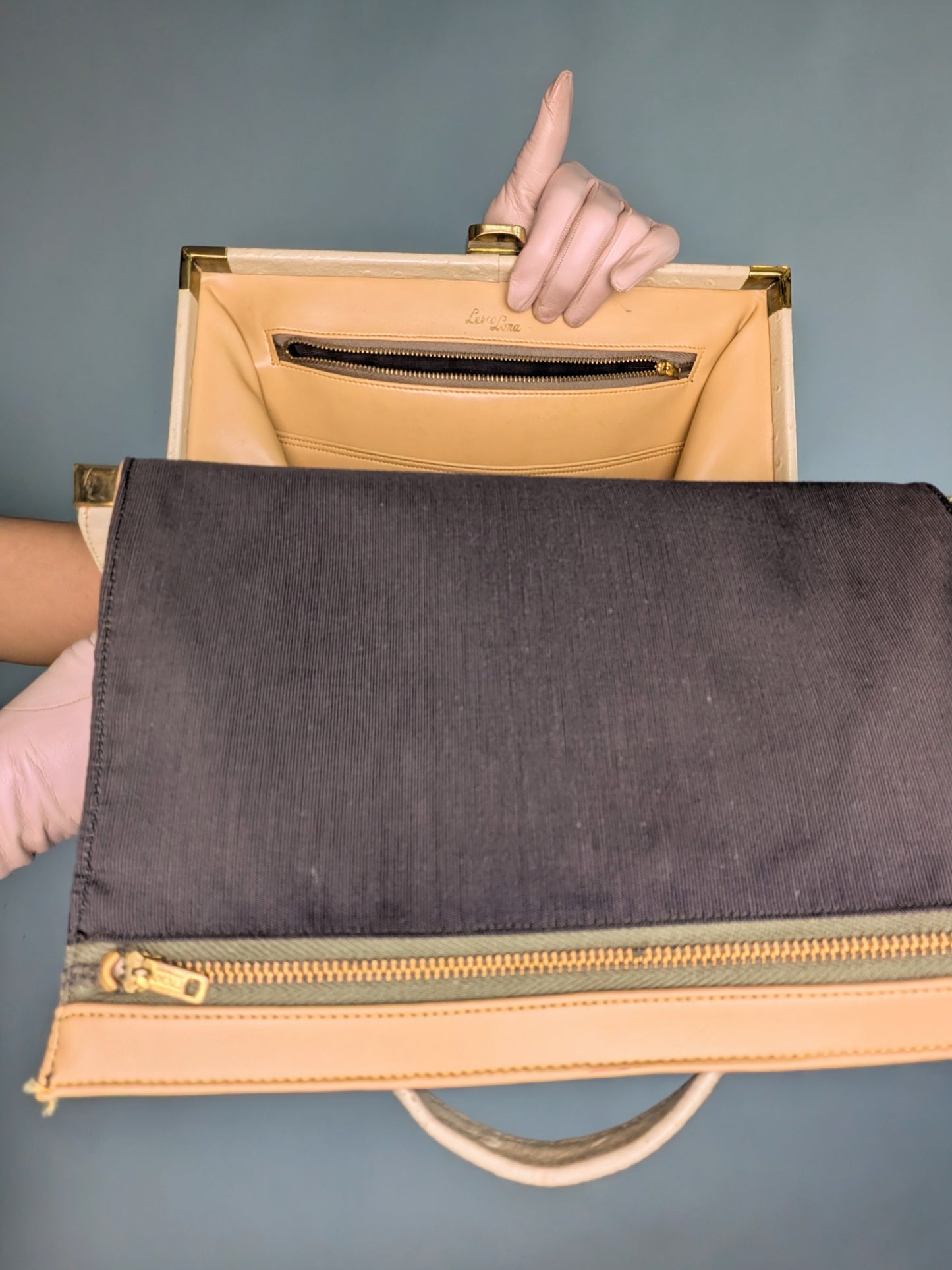 Vintage Mid-Century Lesco Lona Ostrich Handbag