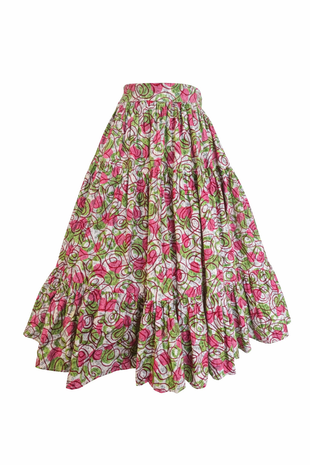 Vintage 1940s-1950s Abstract Print Ruffle Skirt