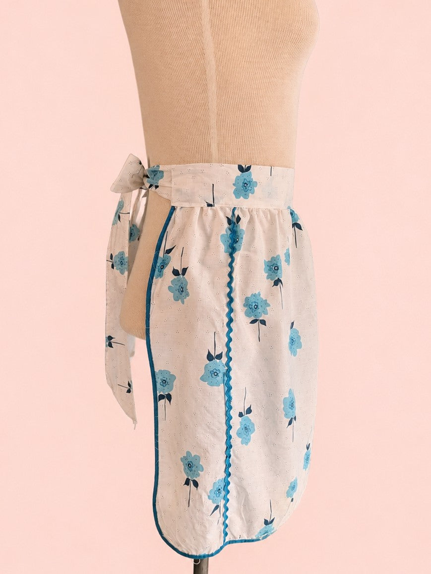 Vintage Mid-Century Teal Floral Apron