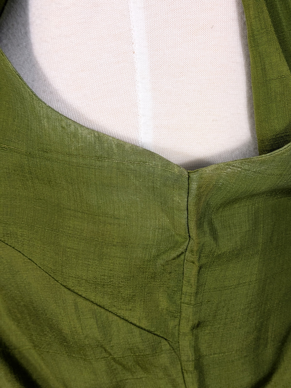 Vintage Mid-Century Olive Green Silk Shift Dress