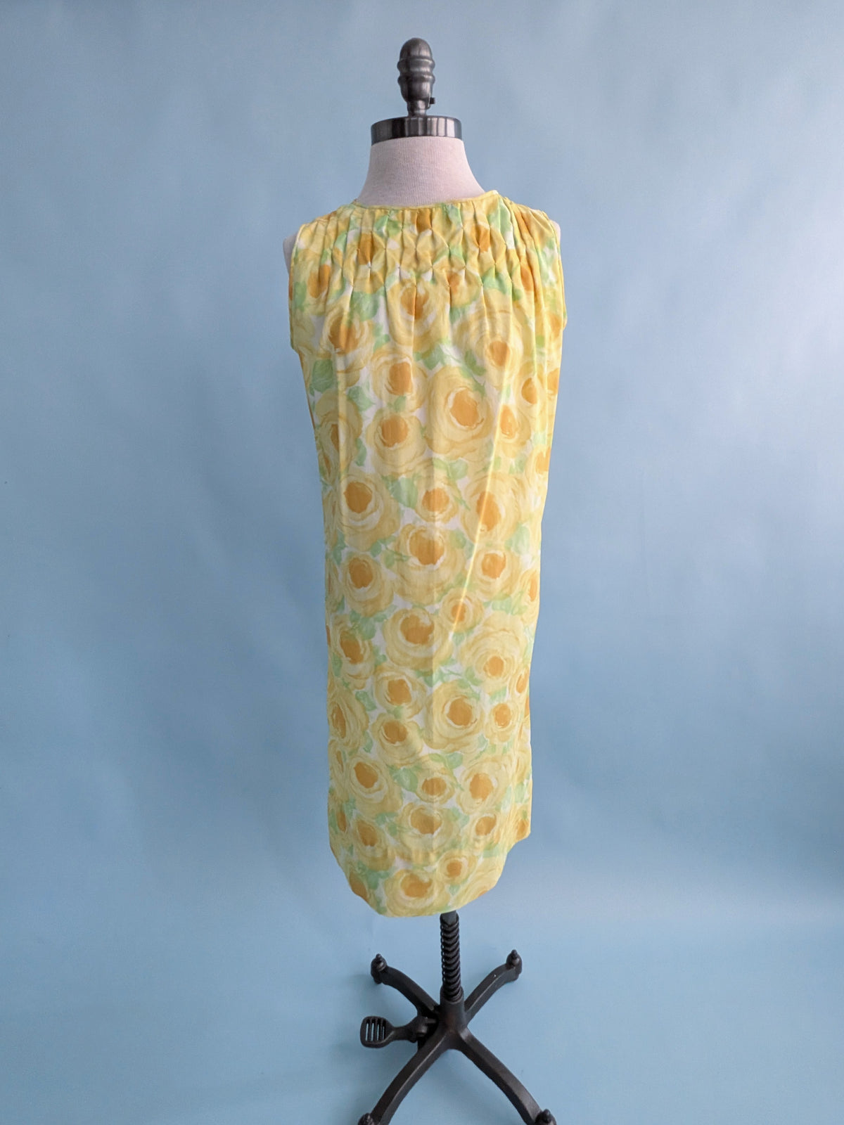 Vintage 1960s Citrus Colored Floral Shift Dress