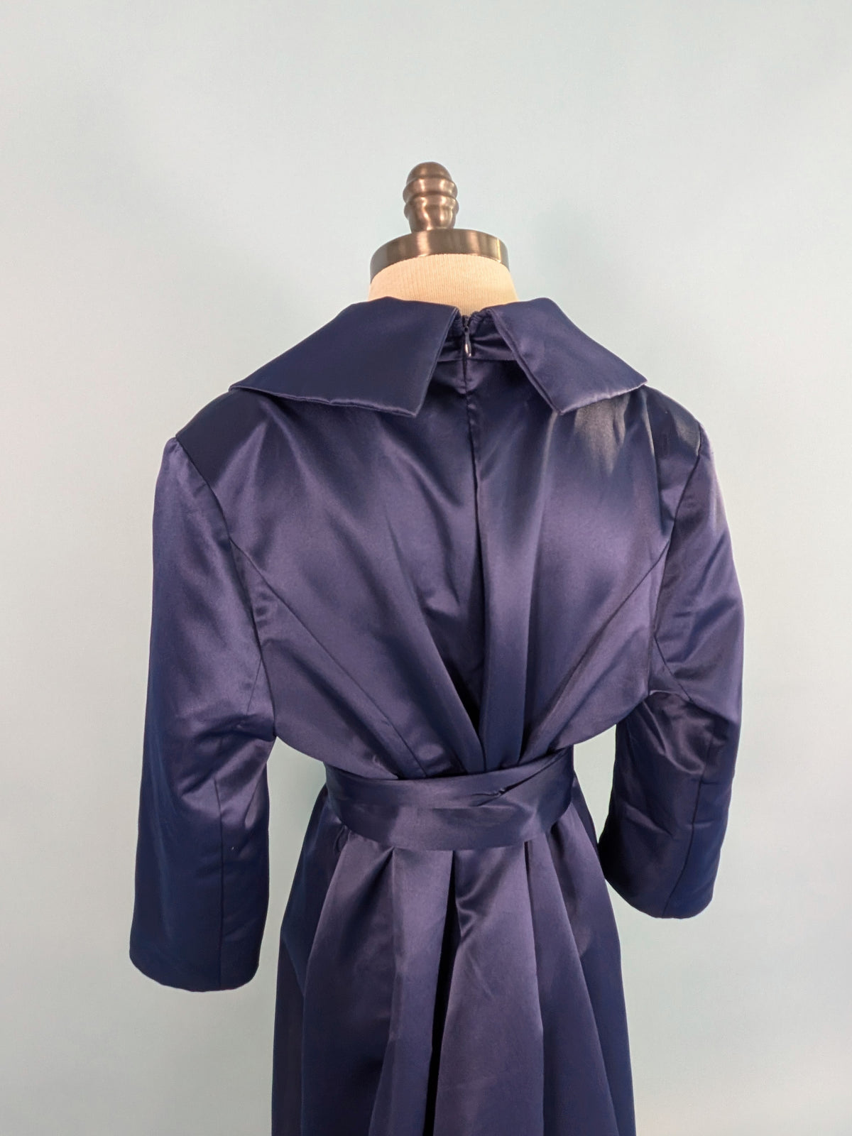Vintage Style Navy Satin Gown