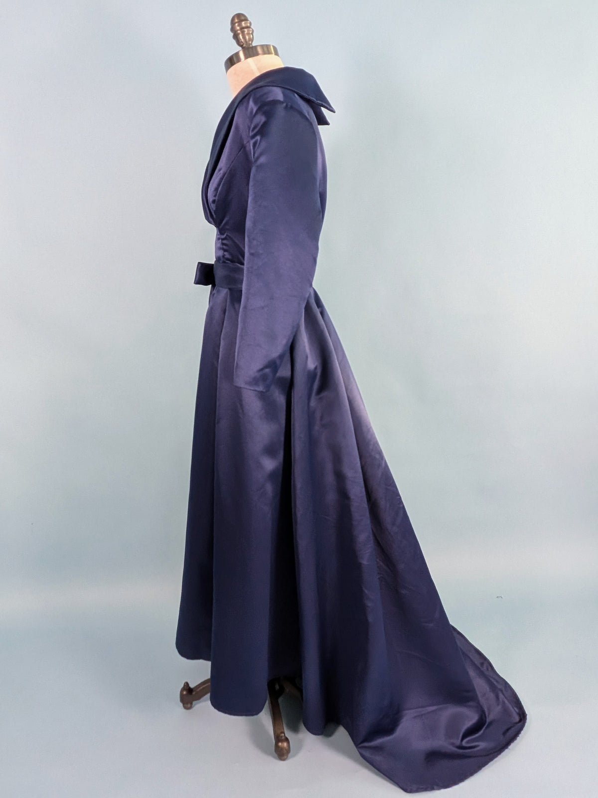 Vintage Style Navy Satin Gown