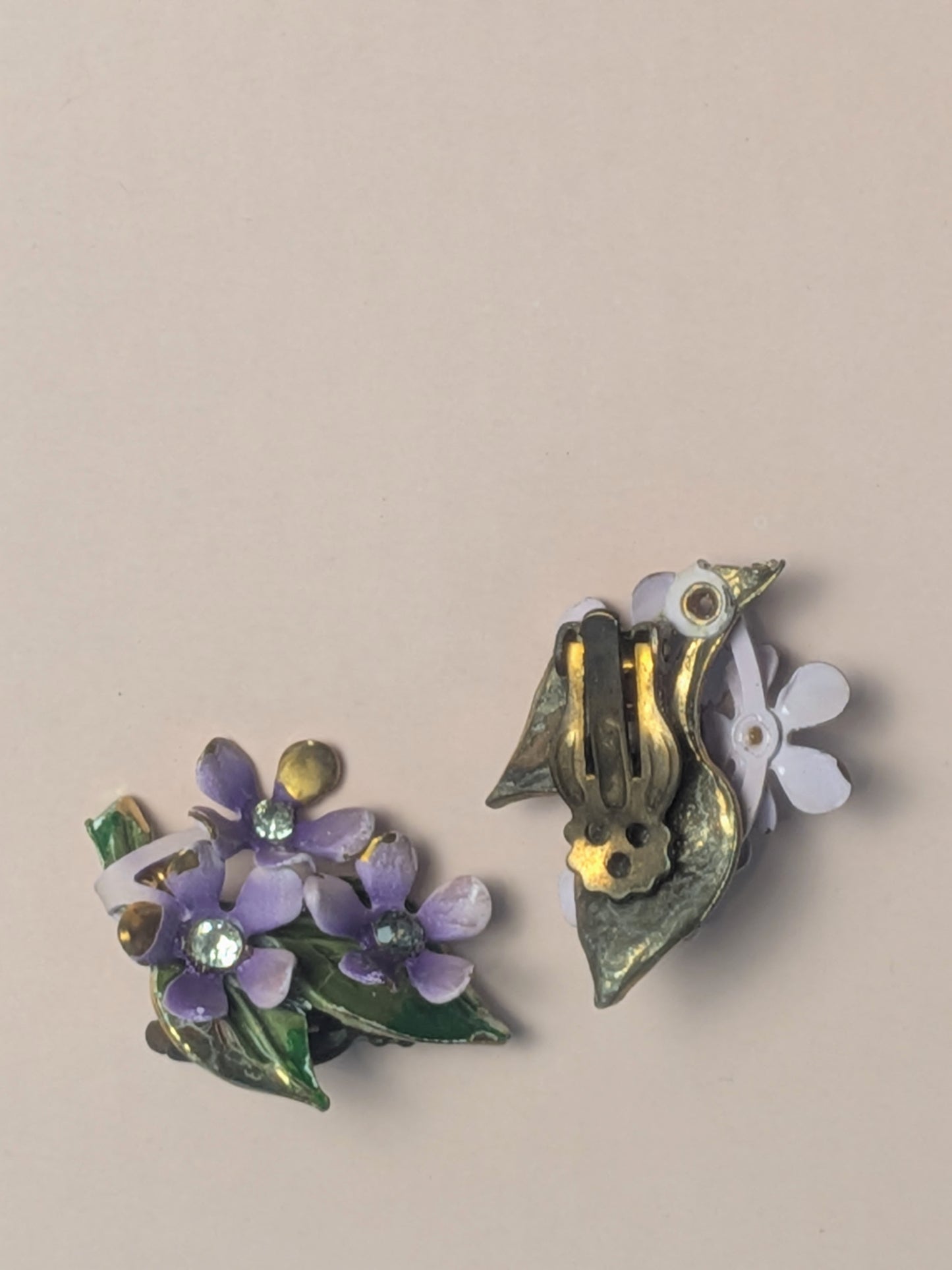 Vintage Mid-Century Purple Flower Earrings