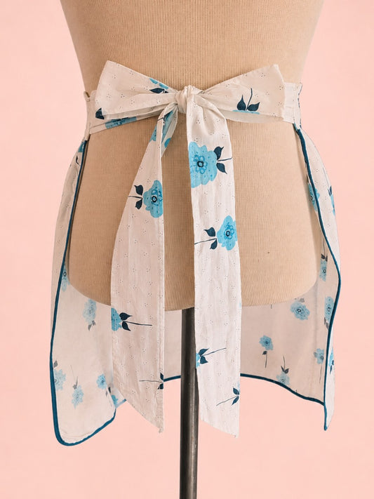 Vintage Mid-Century Teal Floral Apron