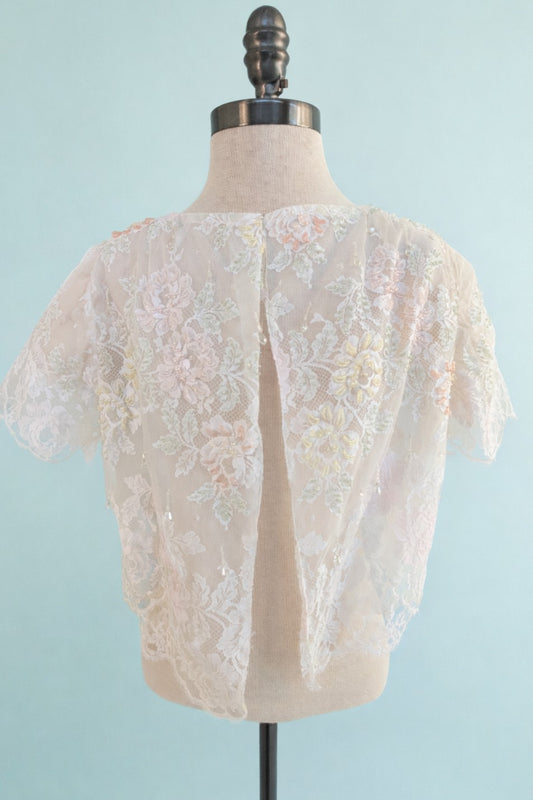 Vintage Beaded Lace Bolero Jacket