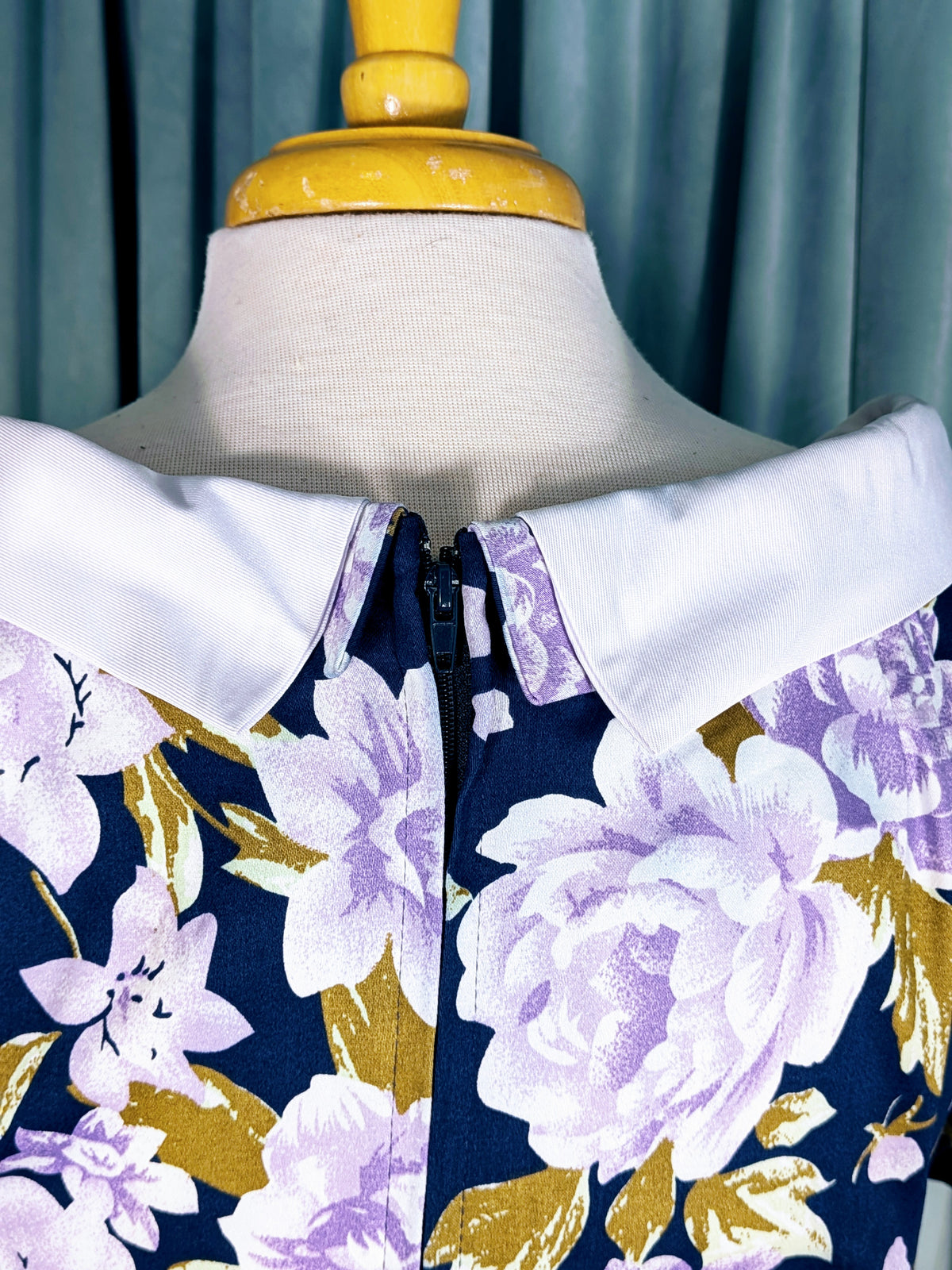 Unique Vintage 1950s Style Purple Floral Shirtwaist Dress