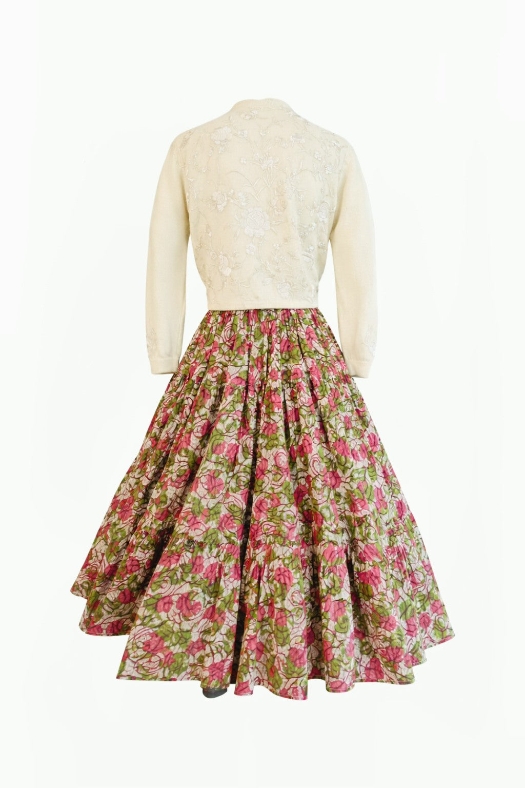 Vintage 1940s-1950s Abstract Print Ruffle Skirt