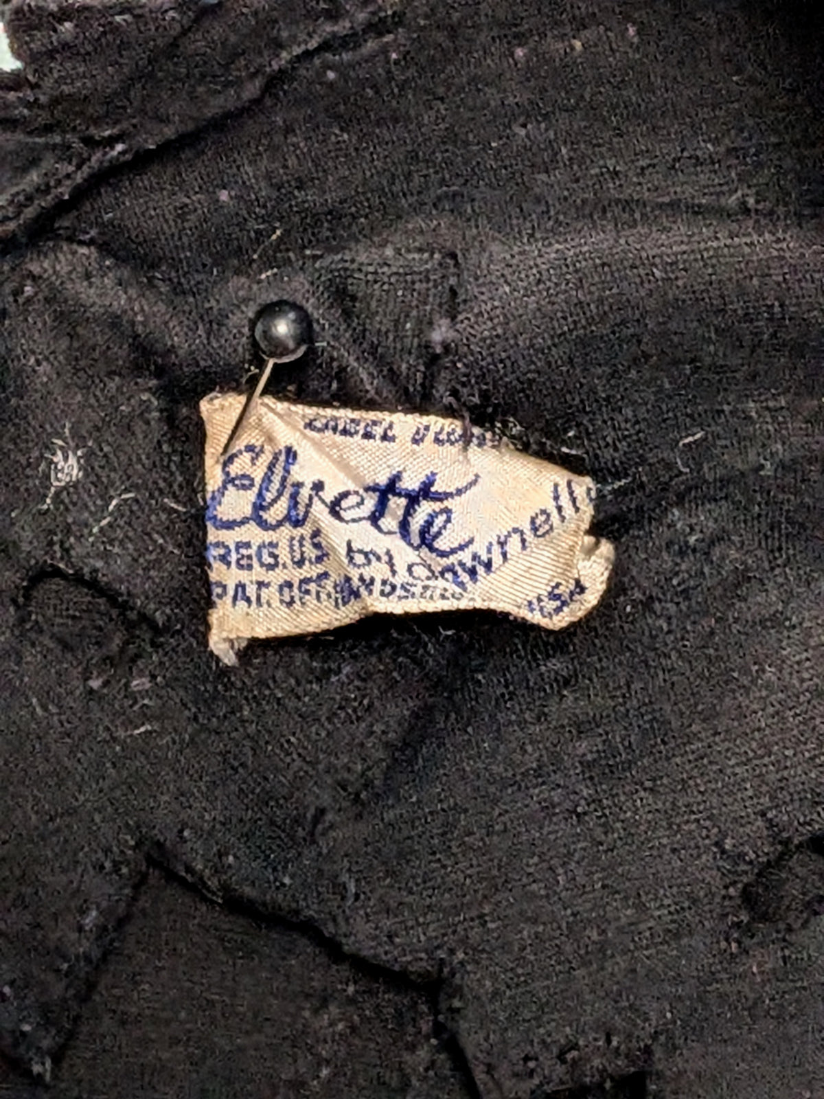 Vintage 1950s "Elvette" Black Gloves -Floral Wrist