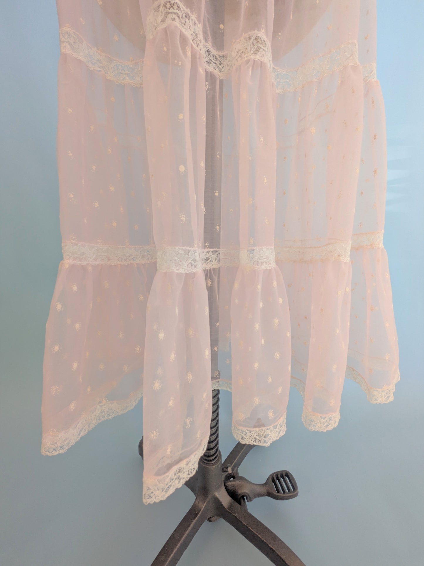 Vintage 1950s Velma Printed Swiss Dot Pink Crinoline