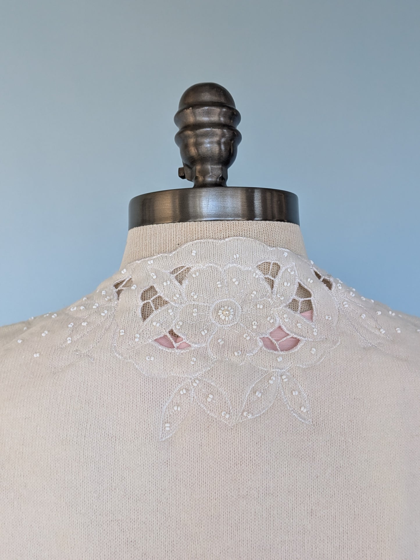 Vintage 1960s-1970s Ivory Beaded Cardigan