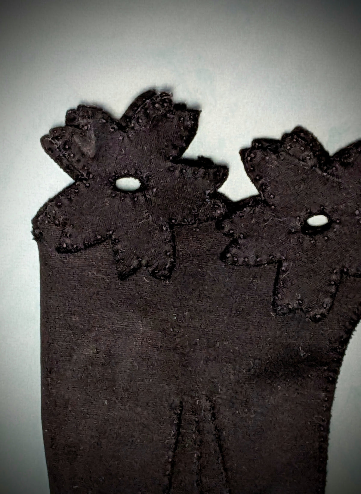 Vintage 1950s "Elvette" Black Gloves -Floral Wrist