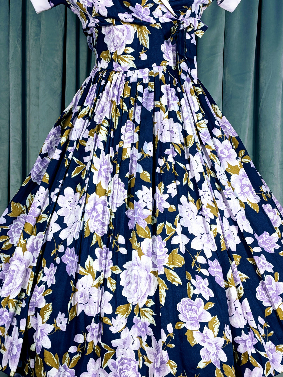 Unique Vintage 1950s Style Purple Floral Shirtwaist Dress