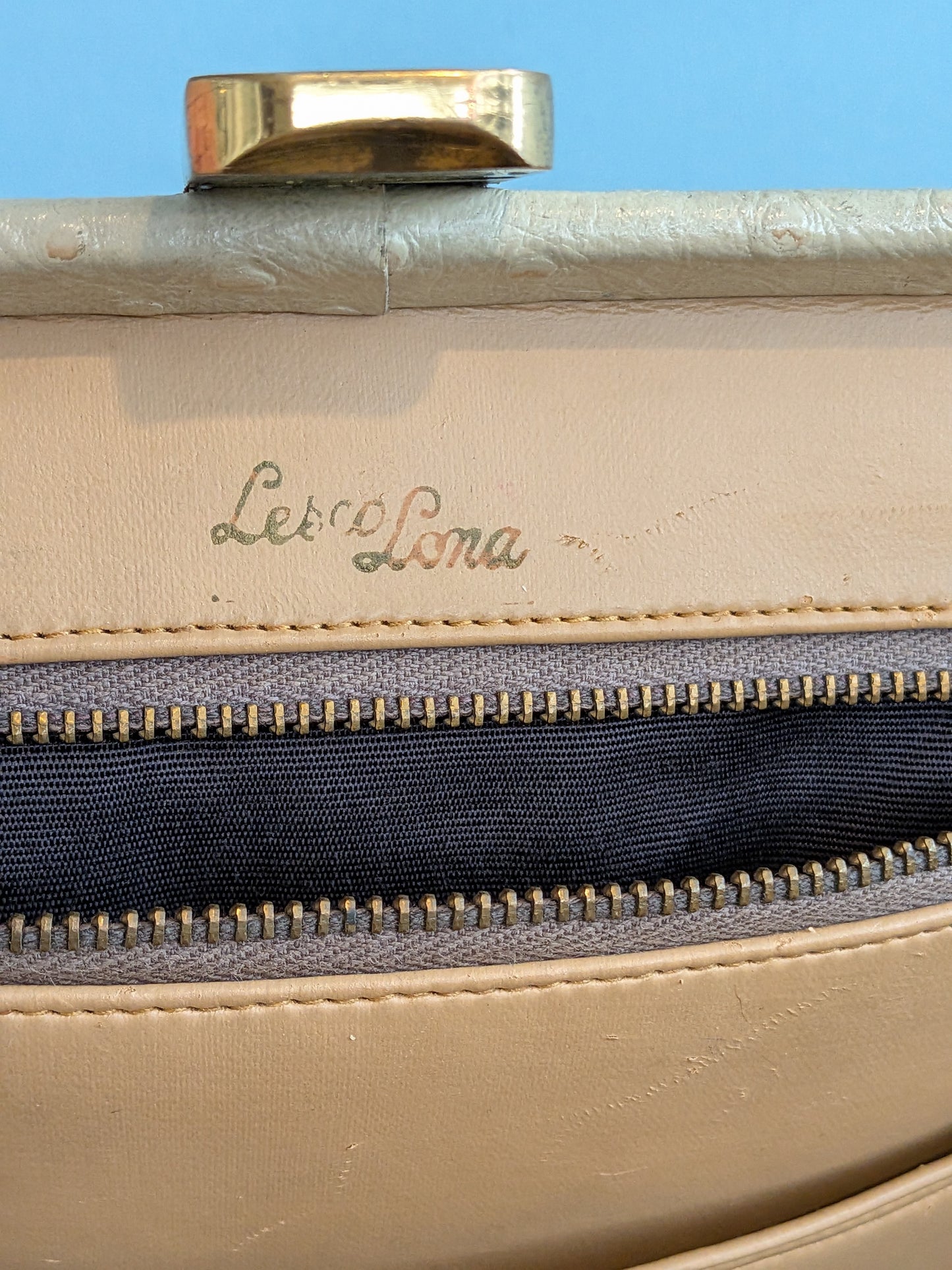 Vintage Mid-Century Lesco Lona Ostrich Handbag