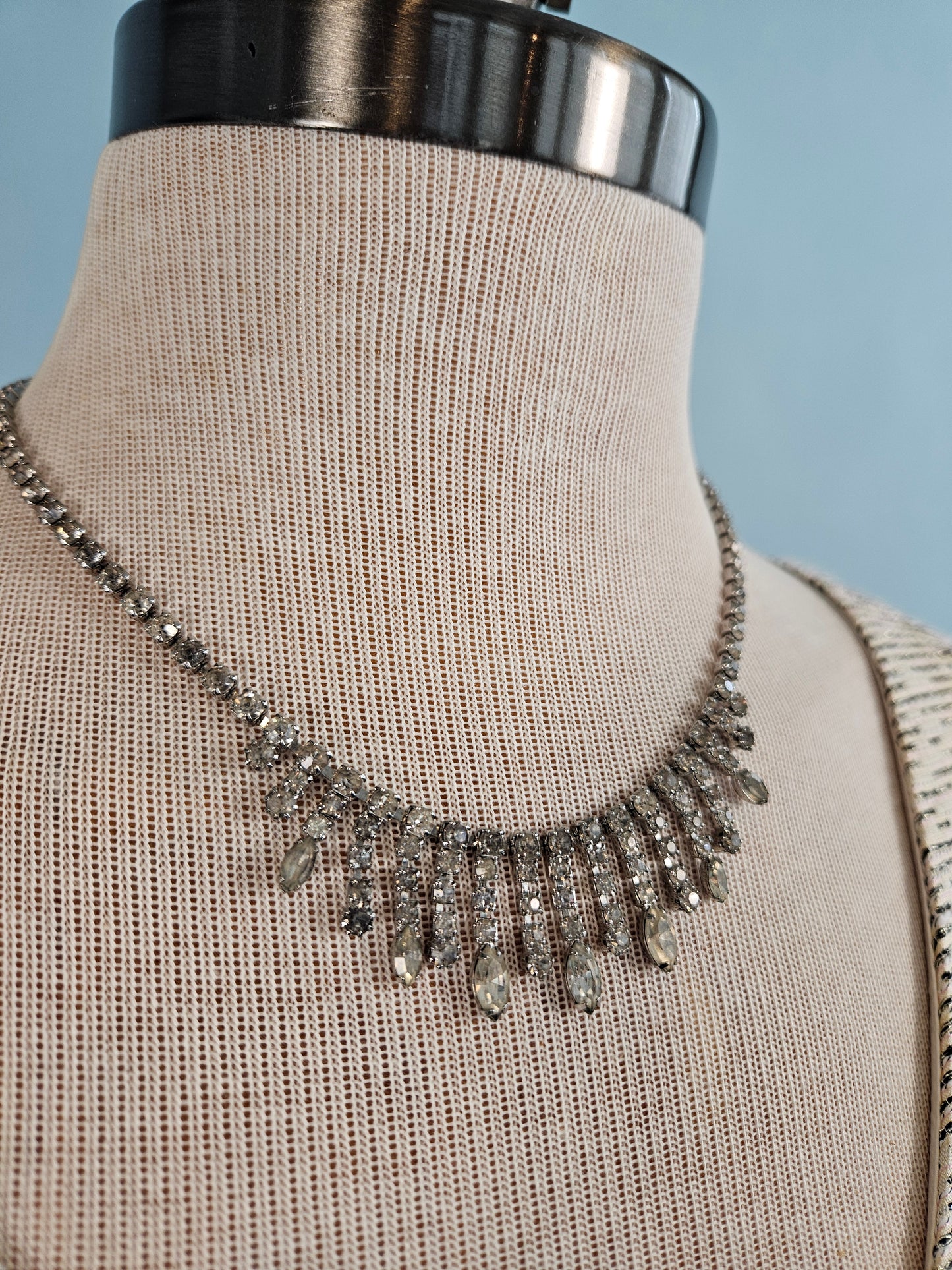 Vintage 1950s Rhinestone Cascade Necklace