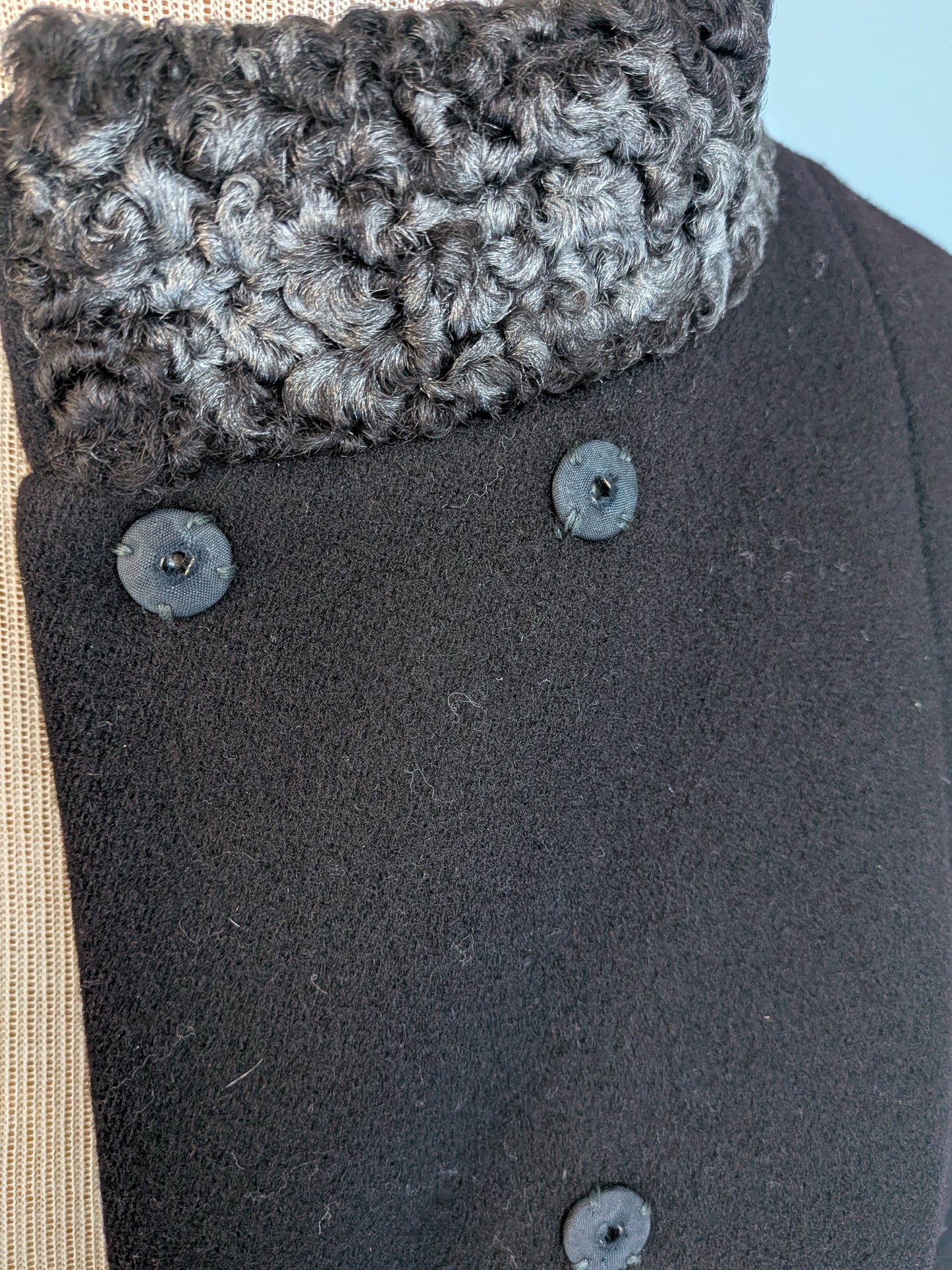 Vintage 1960s Golet Original Black Wool Structured Coat