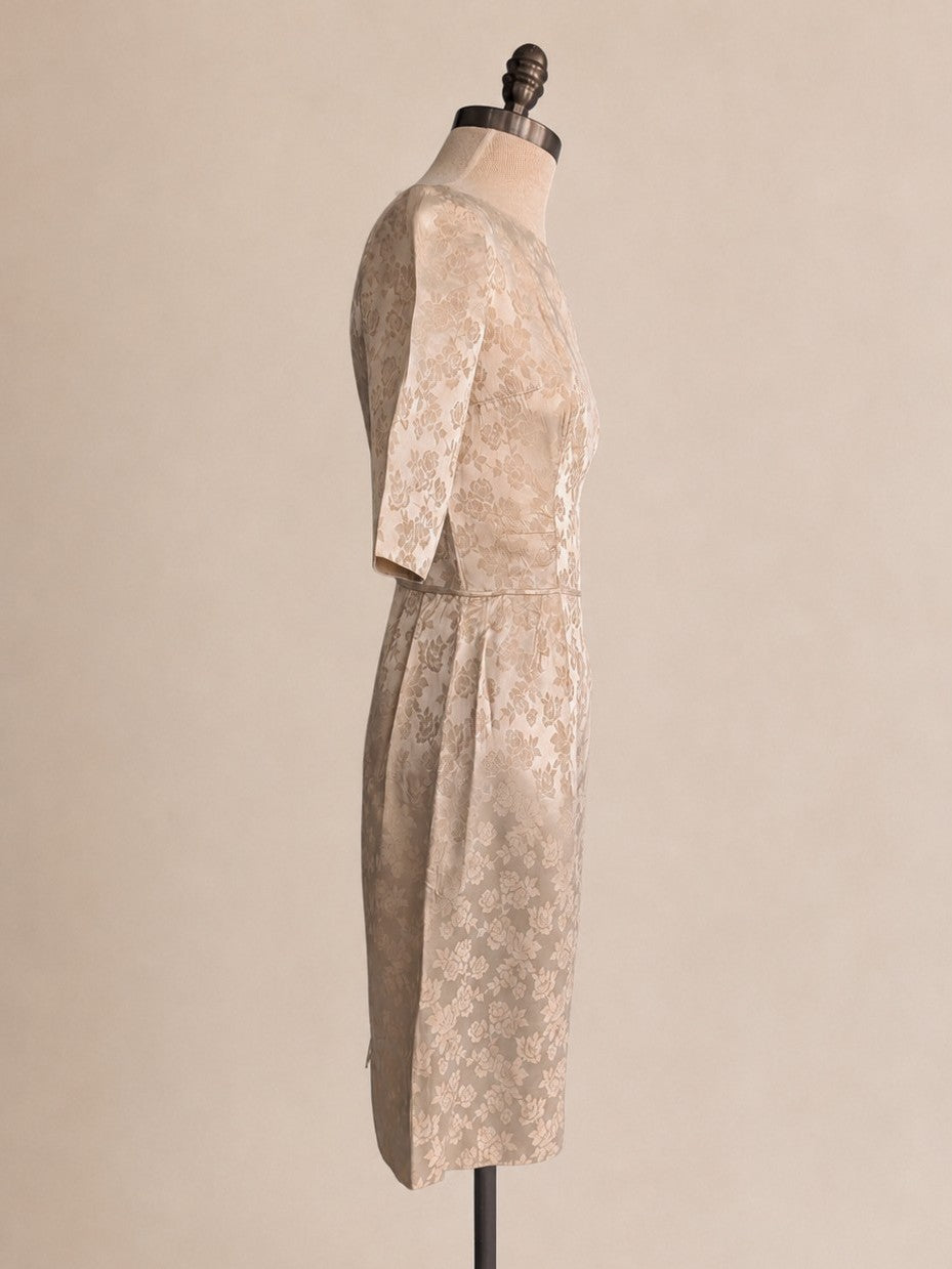 Vintage Mid-Century Champagne Brocade Dress