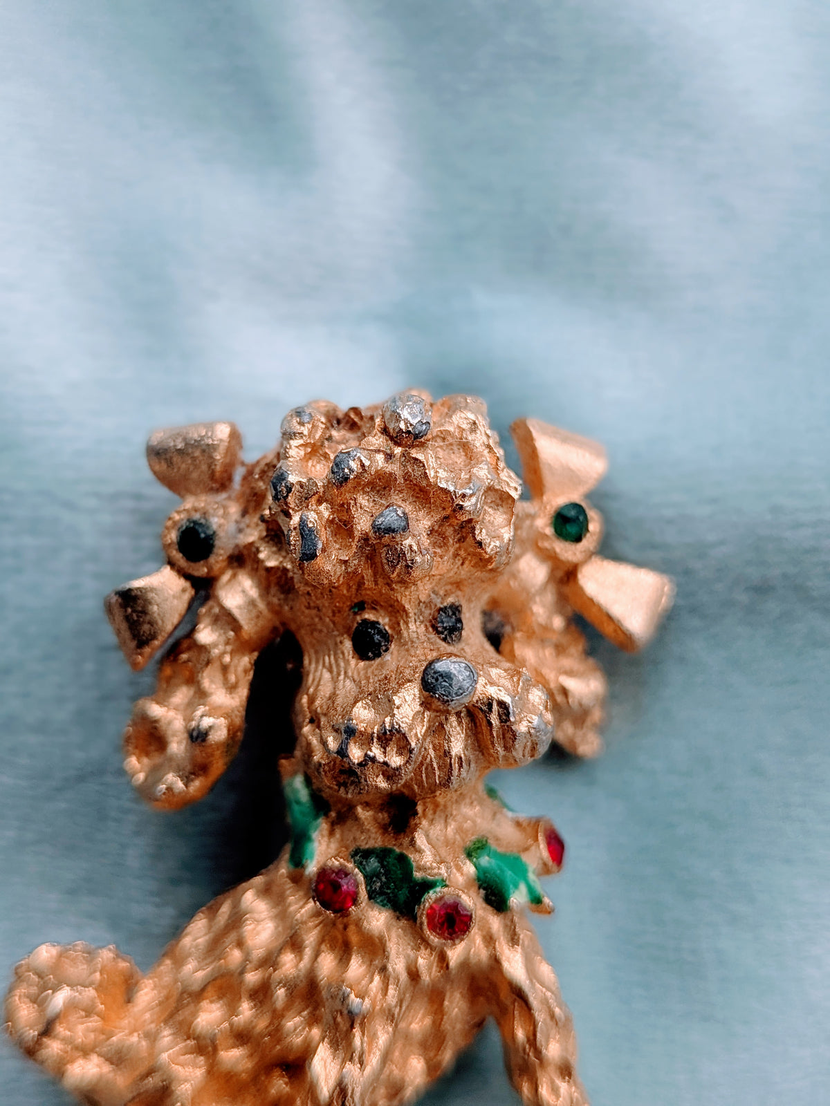 Vintage 1960s "MYLU" Golden Holiday Poodle Brooch