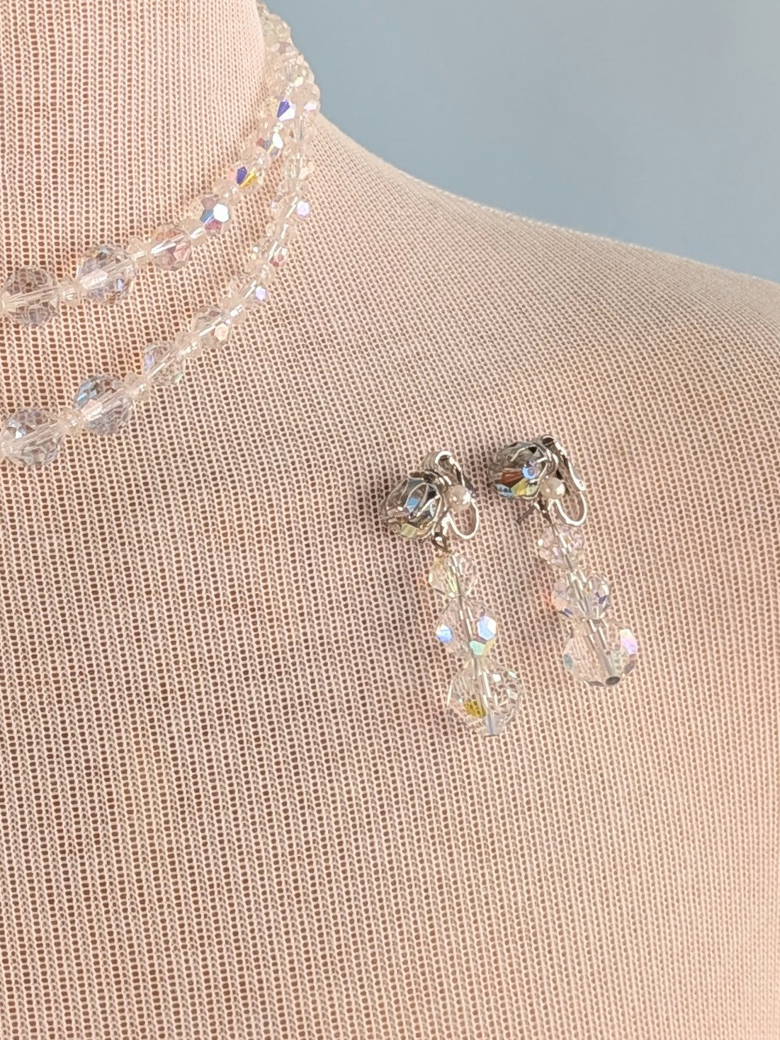 Vintage 1950's Aurora Crystal Jewelry Set