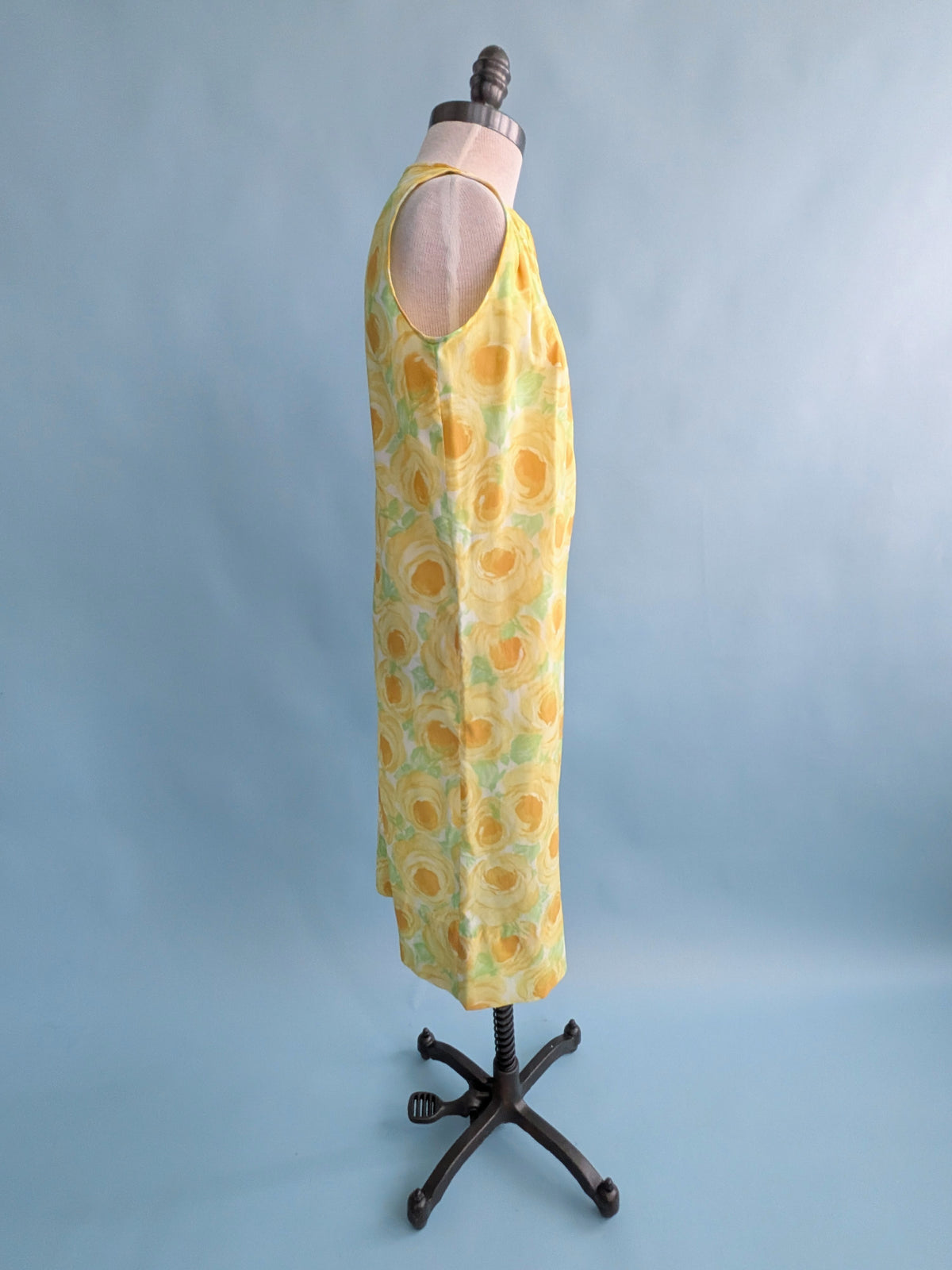 Vintage 1960s Citrus Colored Floral Shift Dress