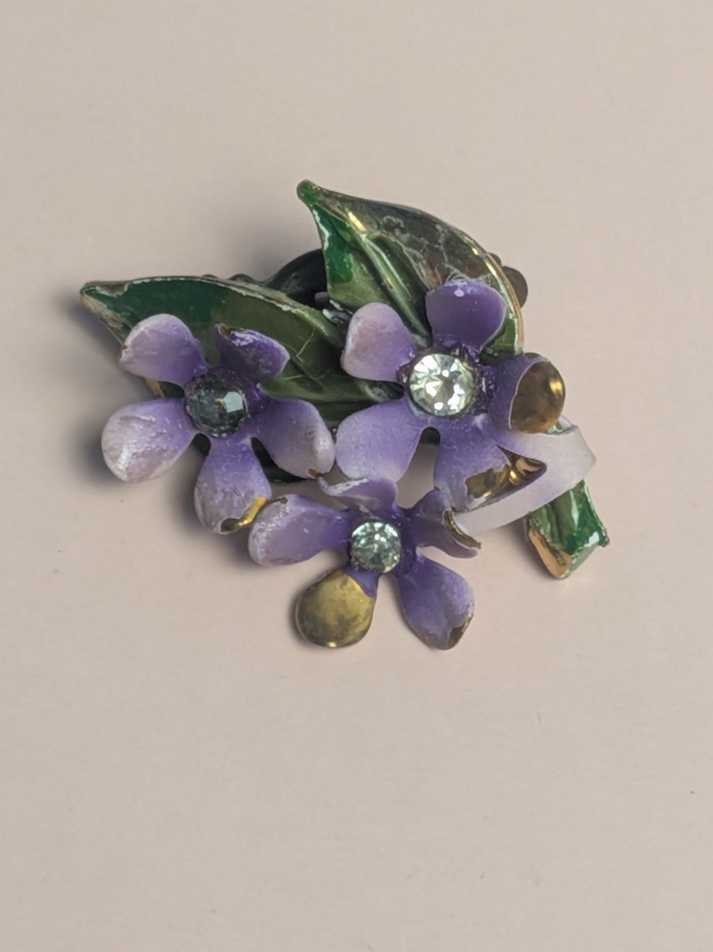 Vintage Mid-Century Purple Flower Earrings