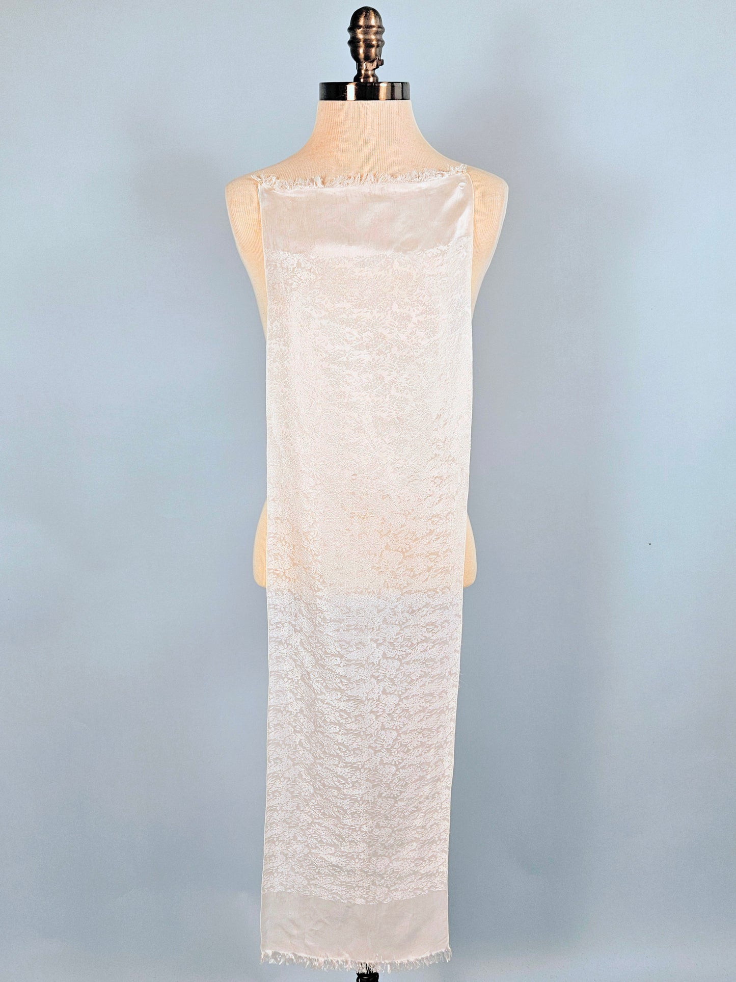 Vintage White Brocade Rectangle Scarf