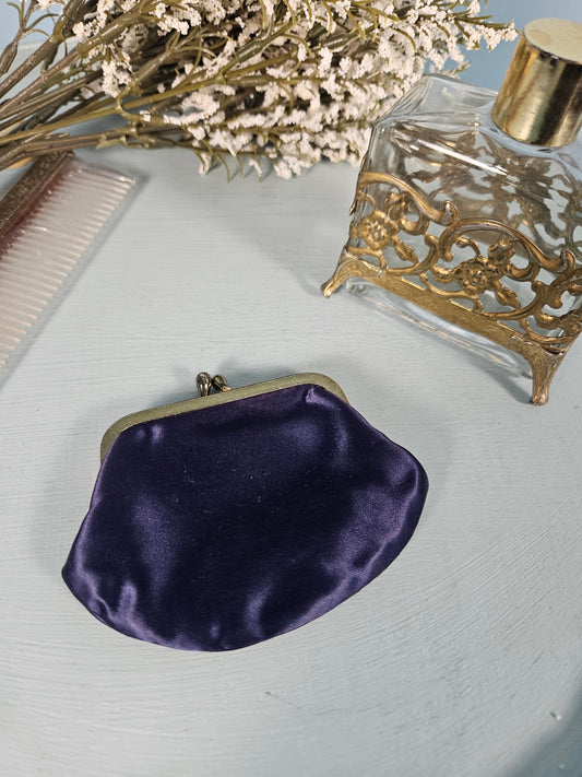 Vintage 1950s Violet Satin Coin Purse