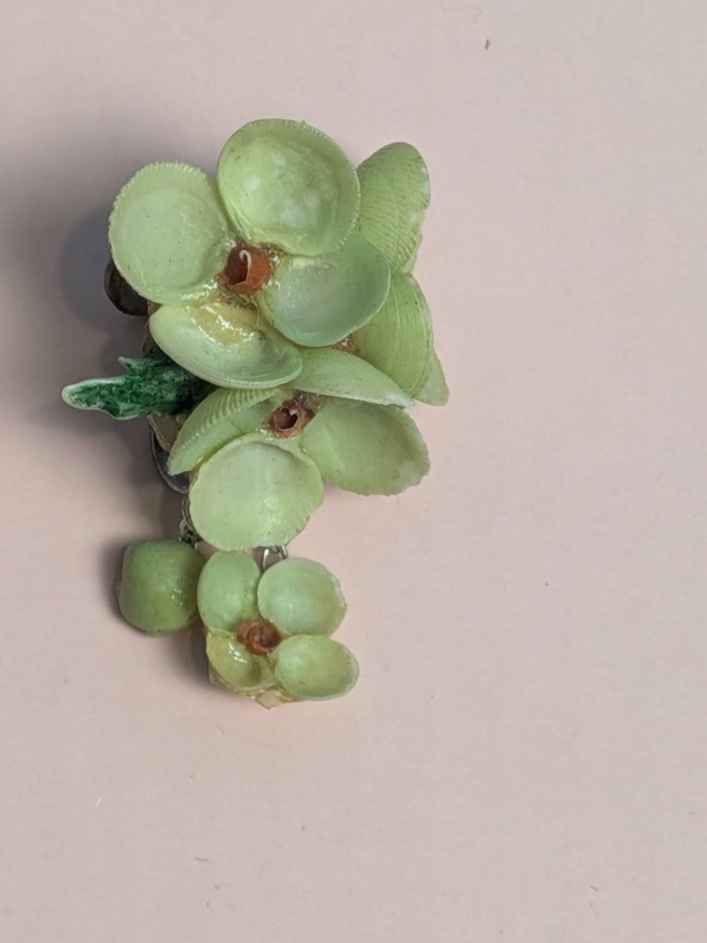 Vintage Mid-Century Green Celluloid Floral Earrings