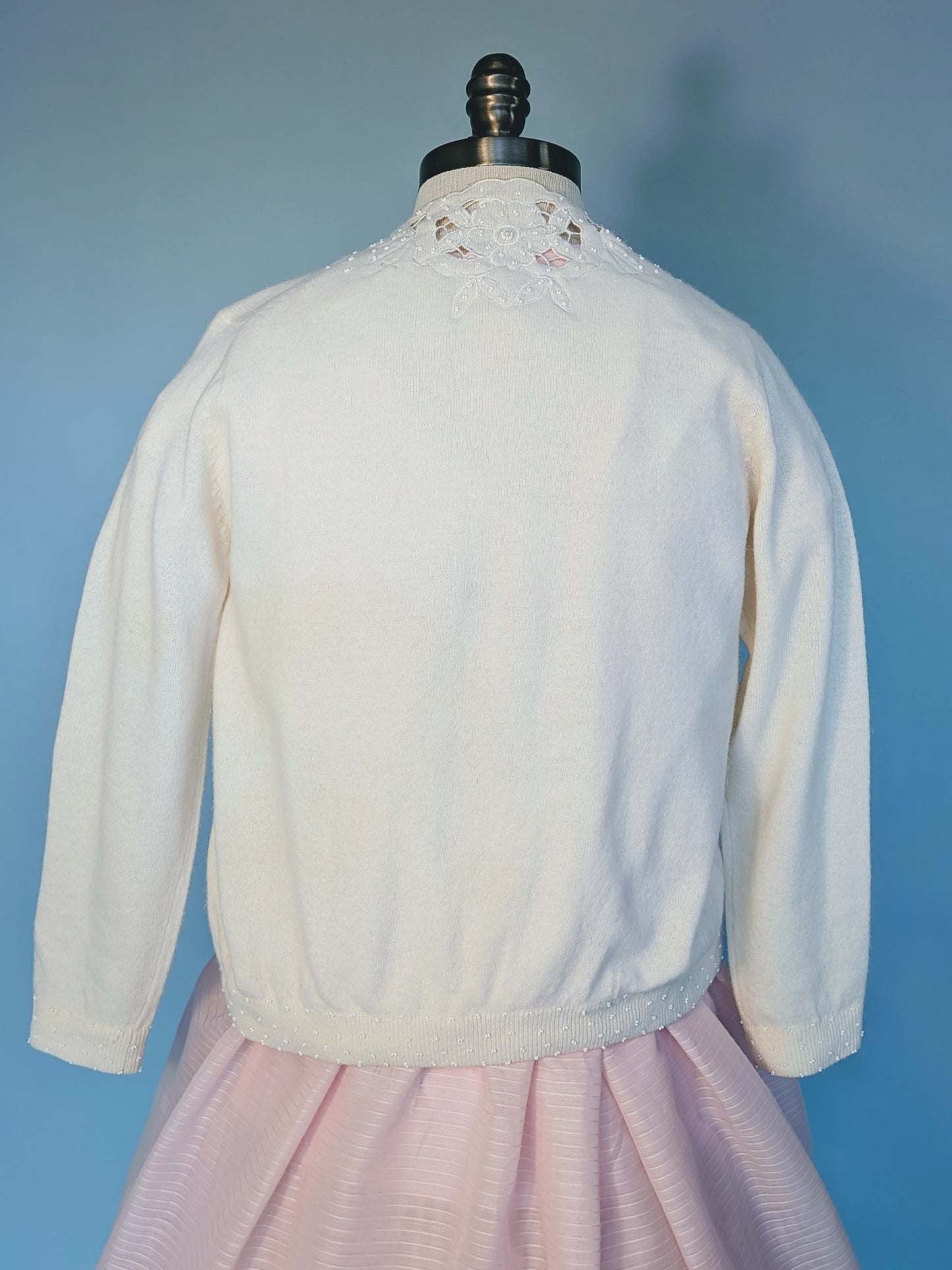 Vintage 1960s-1970s Ivory Beaded Cardigan