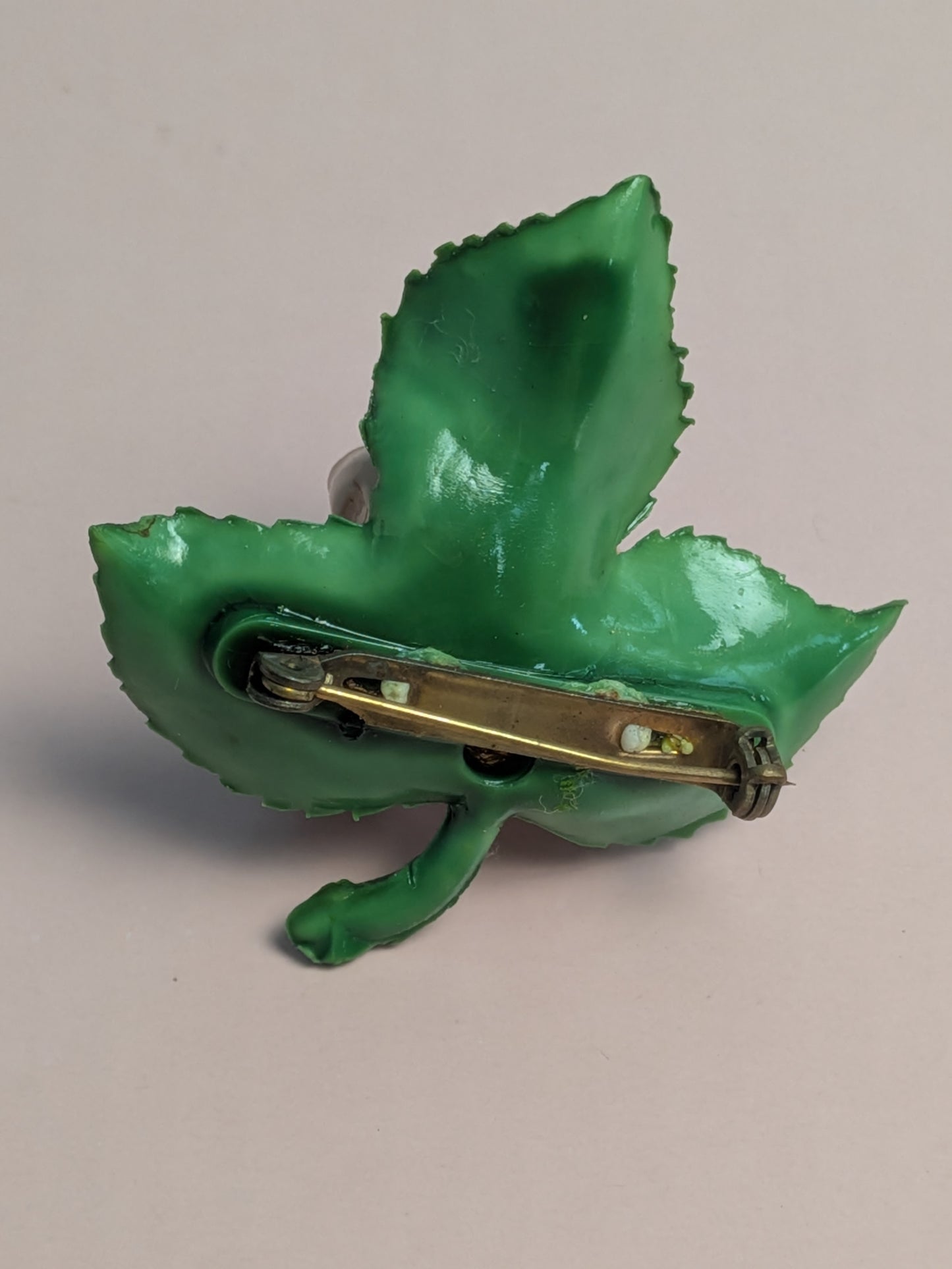 Vintage Mid-Century Rose Bud Leaf Brooch